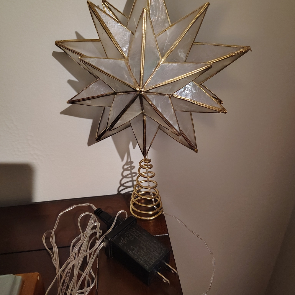 Capiz Shell Star Lighted Tree Topper - Picture 7 of 7